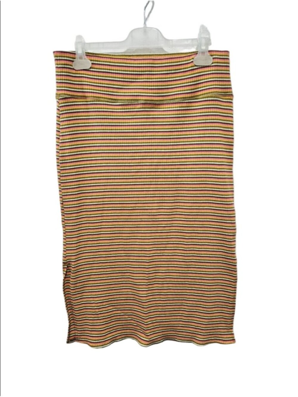 ​Aerie Ribbed Striped Midi Pull On Skirt Size Large Cotton Blend